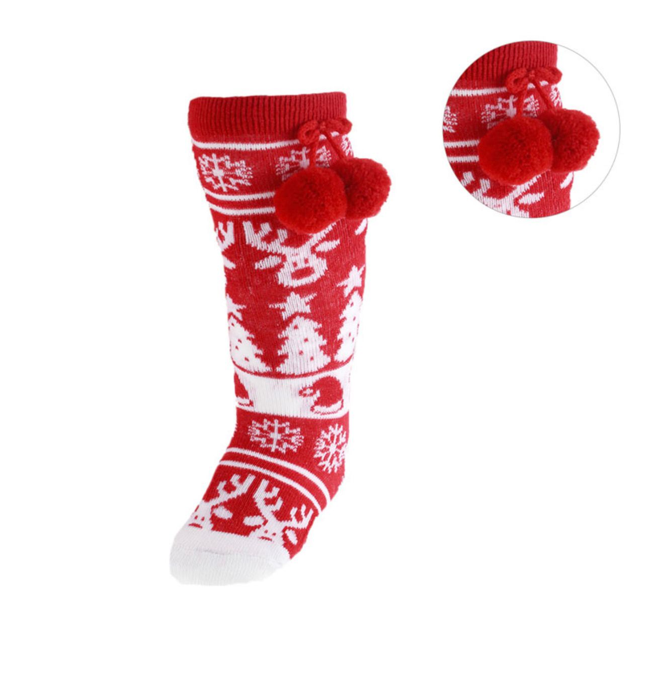 Christmas High Knee Pom Pom Socks
