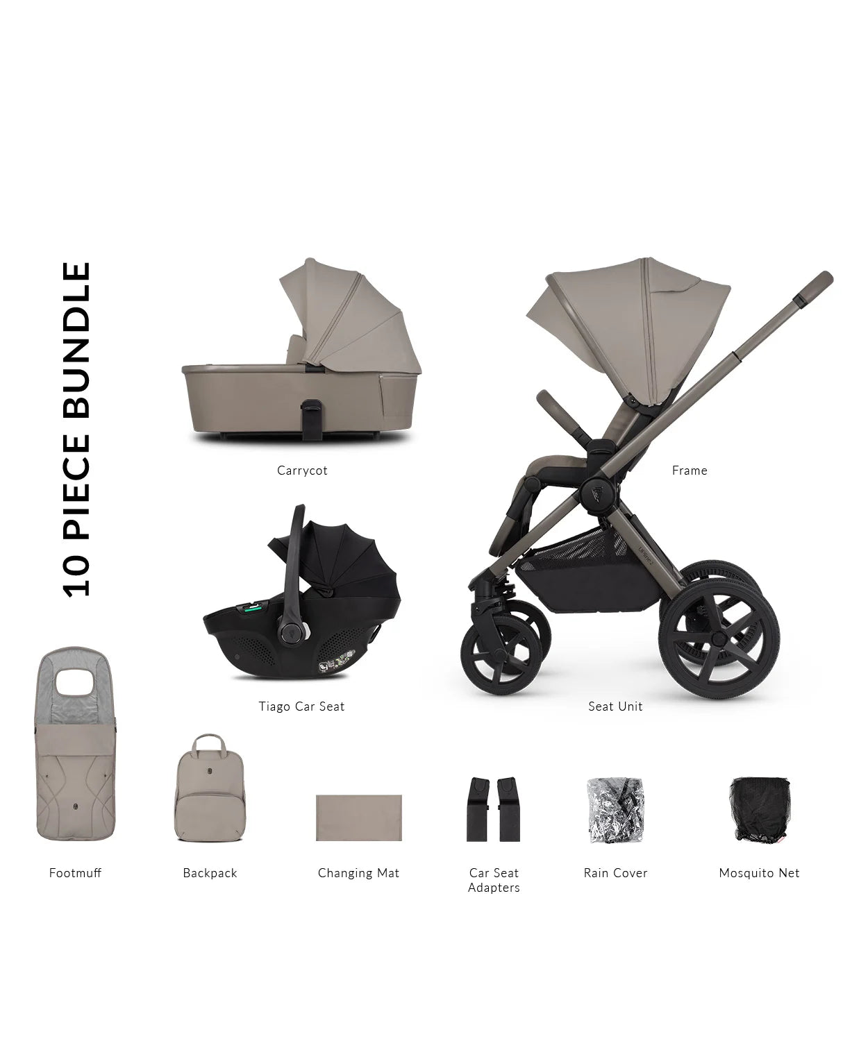 Venicci Upline 2 Pram 3 in 1 (Tiago Black)