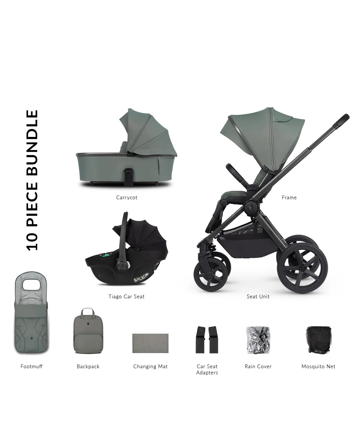 Venicci Upline 2 Pram 3 in 1 (Tiago Black)