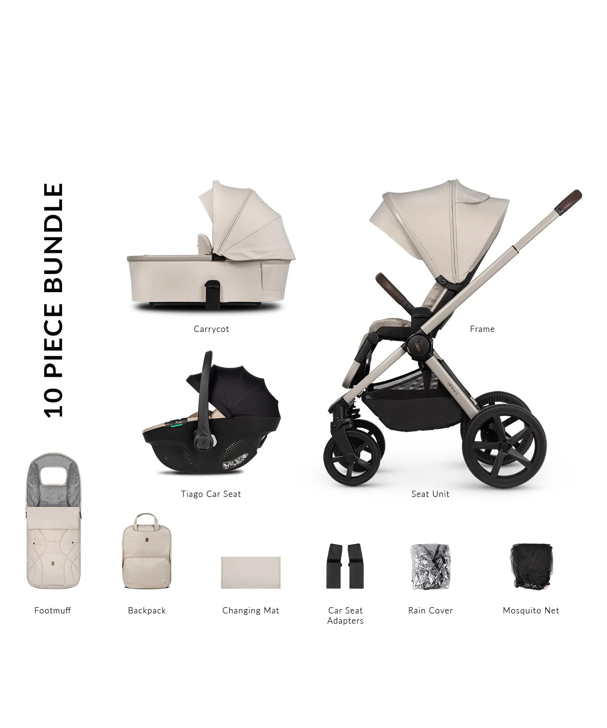 Venicci Upline 2 Pram 3 in 1 (Tiago Beige)
