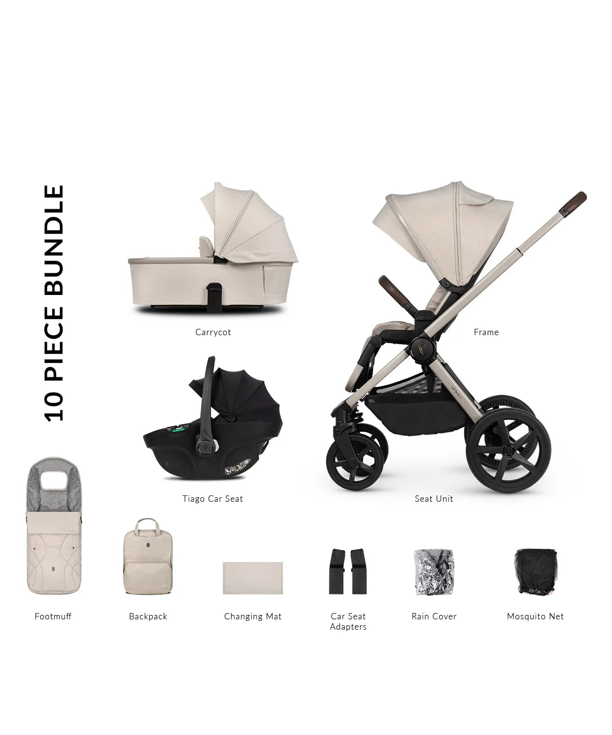 Venicci Upline 2 Pram 3 in 1 (Tiago Black)