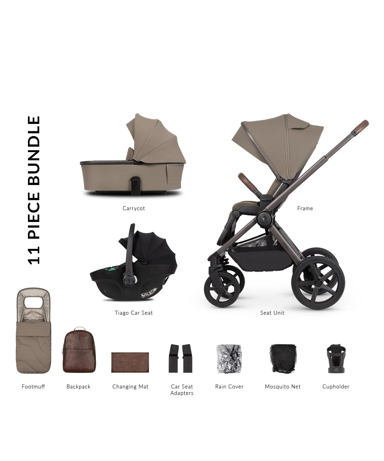 Venicci Upline 2 Pram 3 in 1 (Tiago Black)