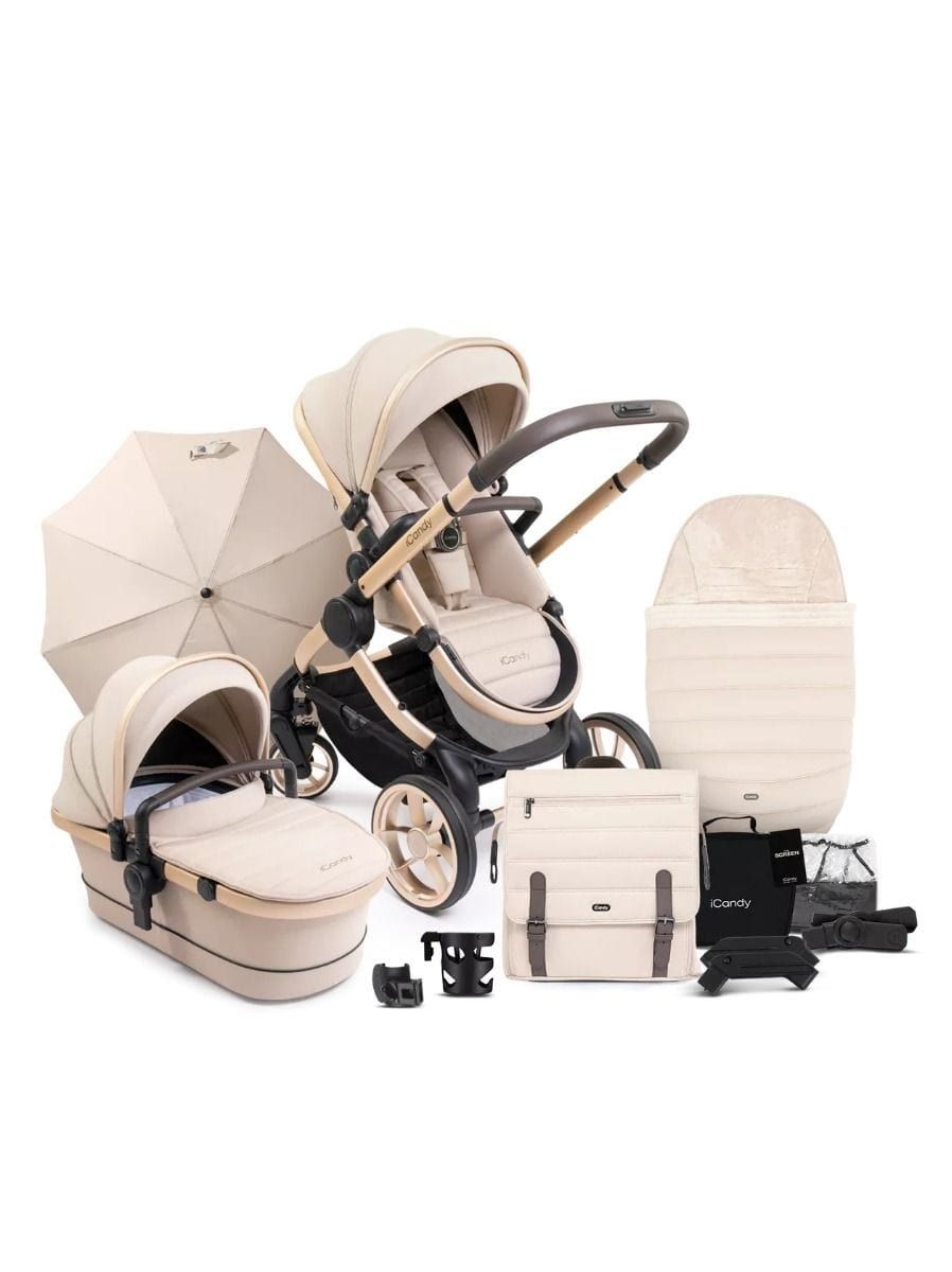 iCandy Peach 7 Bundle + Maxi Cosi Pebble 360 Pro and ISOFIX Base - Biscotti