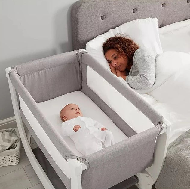 Shnuggle Air Bedside Crib, Height Adjustable Baby Bed + Mattress