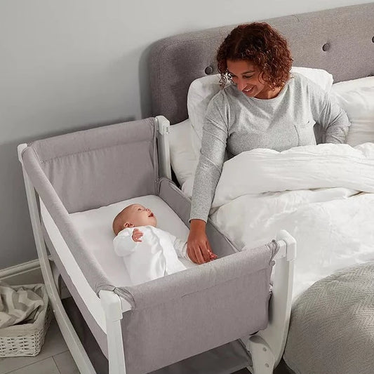 Shnuggle Air Bedside Crib, Height Adjustable Baby Bed + Mattress