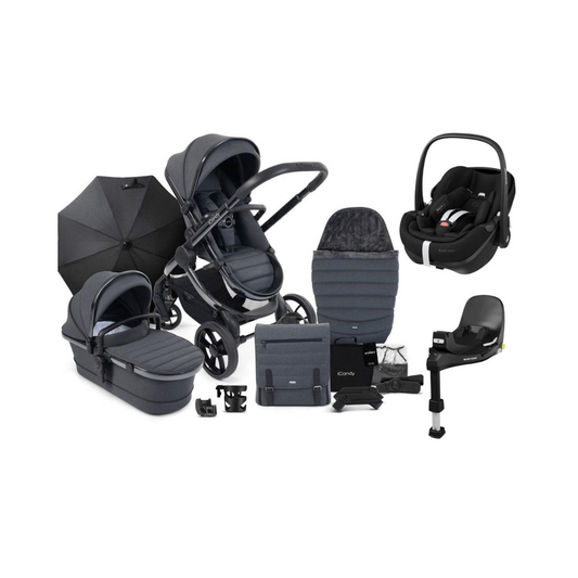 iCandy Peach 7 Bundle + Maxi Cosi Pebble 360 Pro and ISOFIX Base - Dark Grey