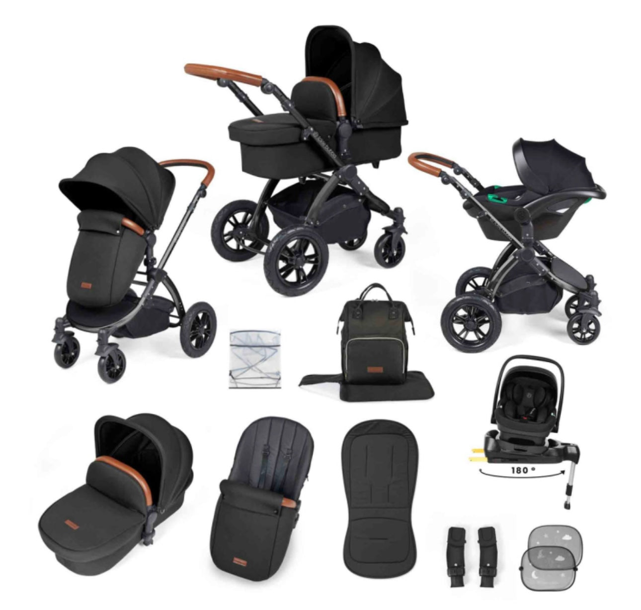 Ickle Bubba Stomp Luxe 12 Piece Travel System with i-Size Nimbus Car Seat & Spin Isofix