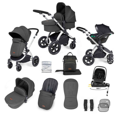 Ickle Bubba Stomp Luxe 12 Piece Travel System with i-Size Nimbus Car Seat & Spin Isofix