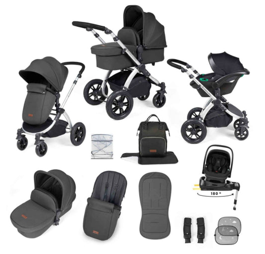 Ickle Bubba Stomp Luxe 12 Piece Travel System with i-Size Nimbus Car Seat & Spin Isofix