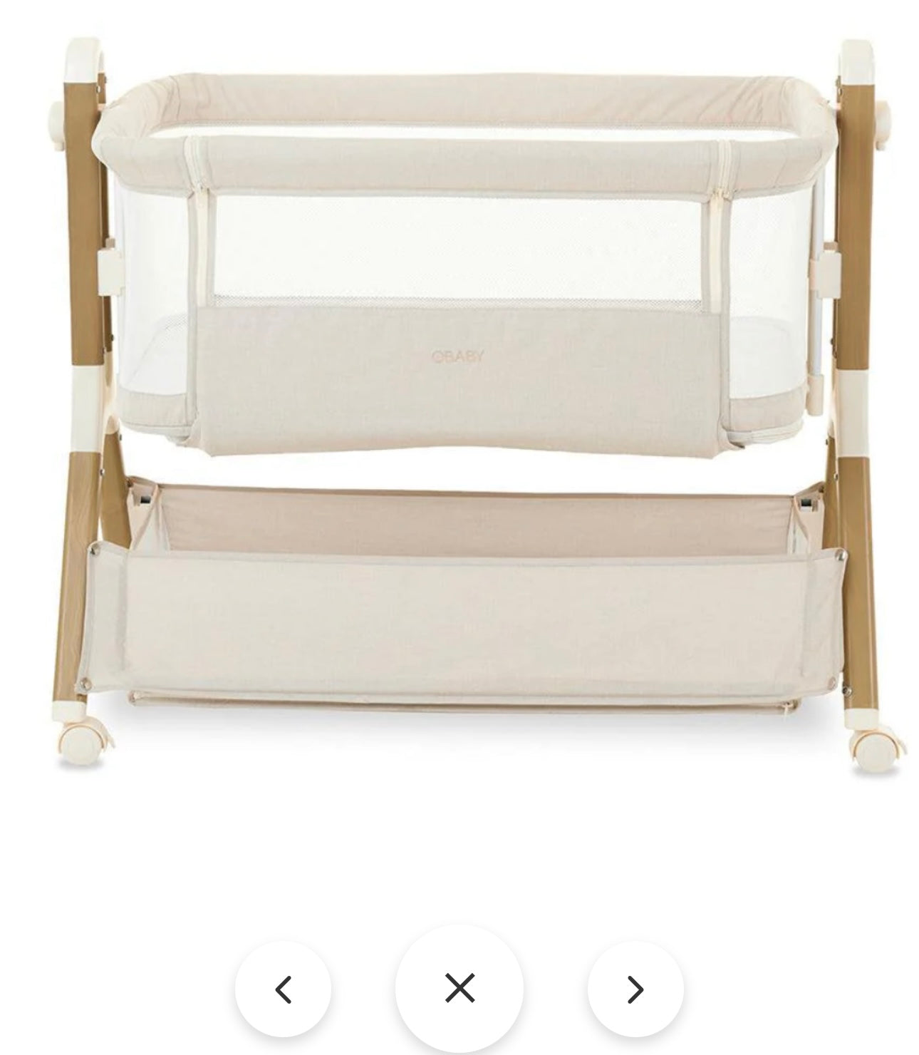 Obaby Cloud Bedside Crib - Oatmeal