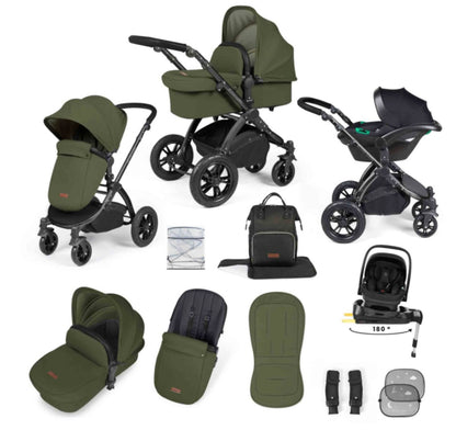 Ickle Bubba Stomp Luxe 12 Piece Travel System with i-Size Nimbus Car Seat & Spin Isofix