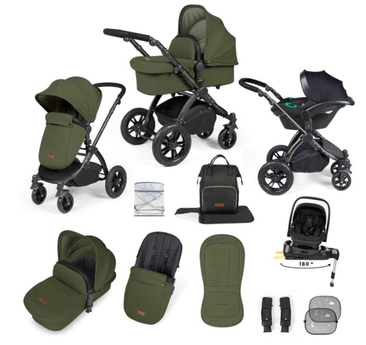 Ickle Bubba Stomp Luxe 12 Piece Travel System with i-Size Nimbus Car Seat & Spin Isofix