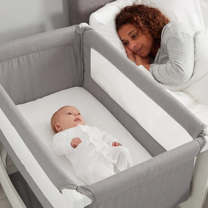 Shnuggle Air Bedside Crib, Height Adjustable Baby Bed + Mattress