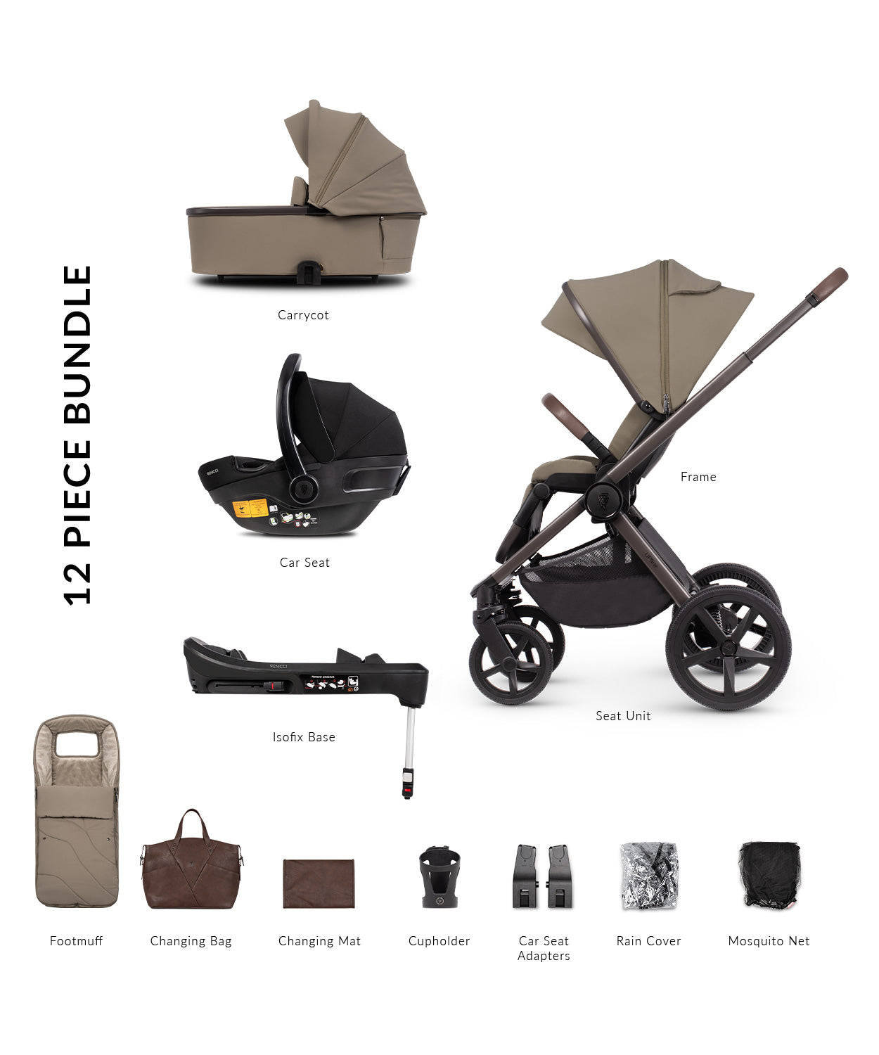 Venicci Upline Special Edition Pram 3 in 1 + Base - The Complete Travel System Bundle