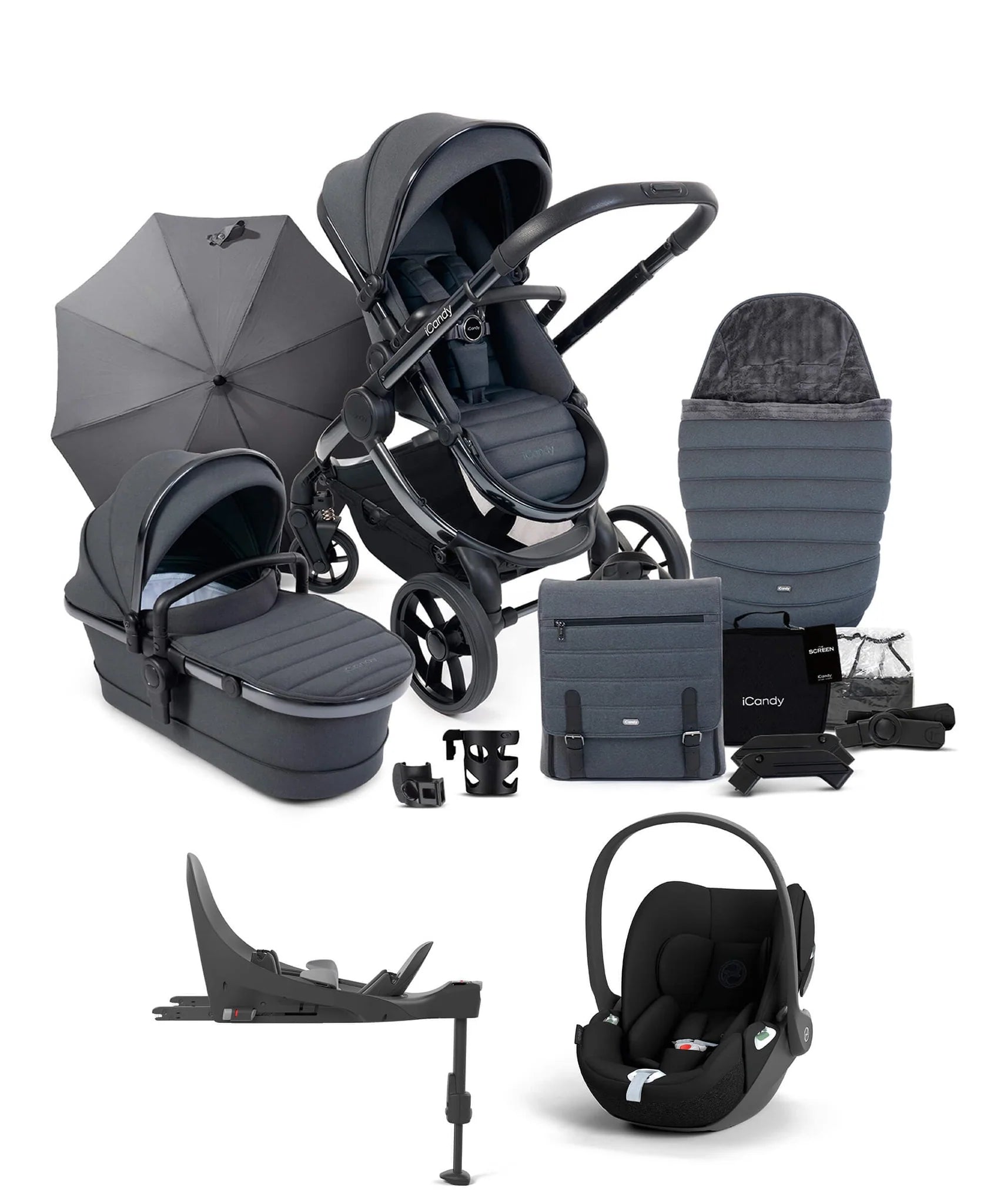 iCandy Peach 7 Complete Pushchair Bundle Dark Grey BabyGear